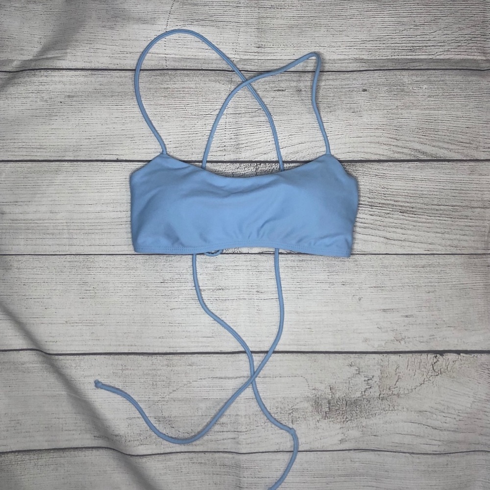 Bikini Top Baby Blue Lace up Swim Forever 21 Small